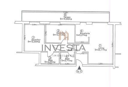 Apartament 3 camere 68 mp utili cu terasa, bloc nou, zona Borhanci - Schiță 4