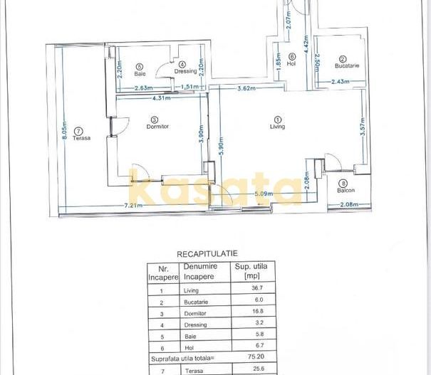 DE INCHIRIAT | APARTAMENT 2 CAMERE | AVIATORILOR |BLOC NOU |FIRST RENT - Schiță 7