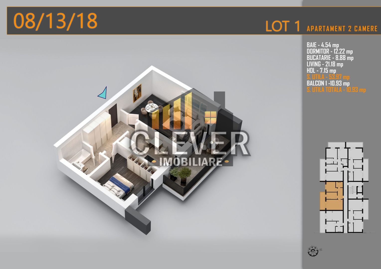 2 Camere decomandat 65 mp Pallady, Metrou Teclu, Comision 0% - Schiță 7