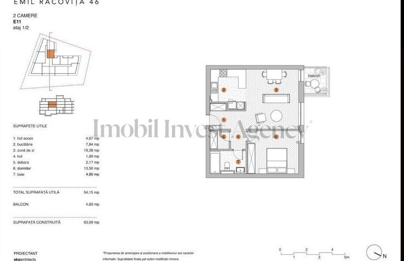 Apartament 3 camere de vanzare Pipera in bloc cu vedere la lac - Schiță 14