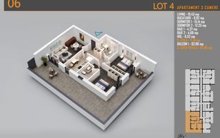 Apartament 3 camere Titan Th. Pallady-Sector 3-Metrou Teclu - Schiță 1