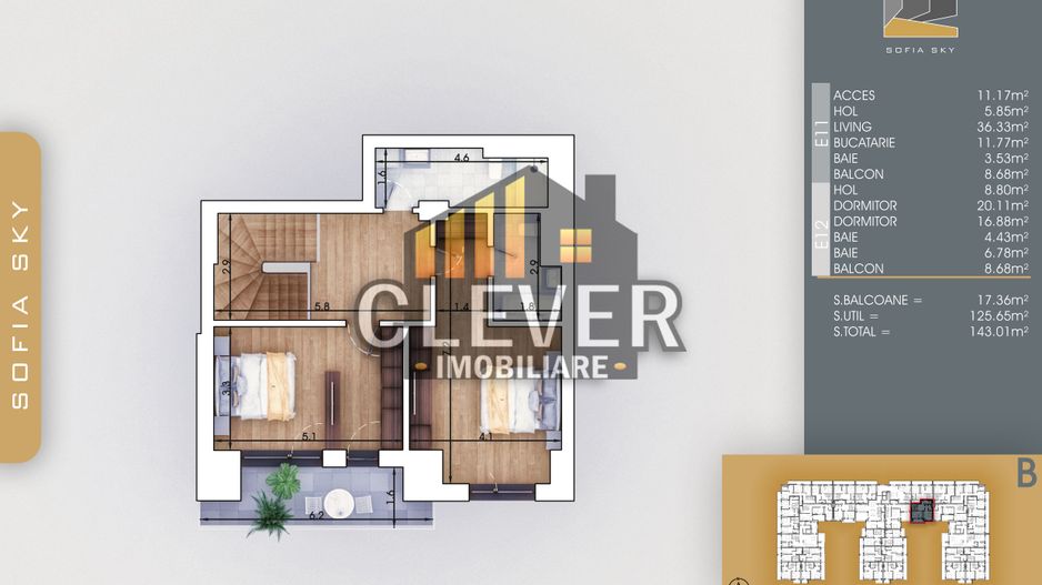 Duplex 3 camere Incalzire prin Pardoseala Th. Pallady - Schiță 7