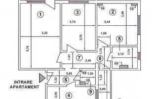 3 camere Rahova bloc reabilitat - Schiță 1