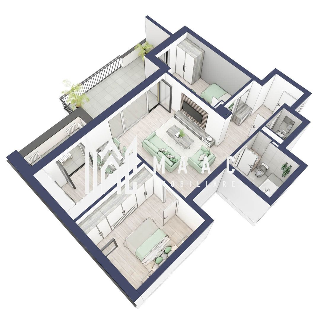 Apartament 3 camere | Balcon 22.2 mp | Etaj 3 | Turnisor - Poză 4