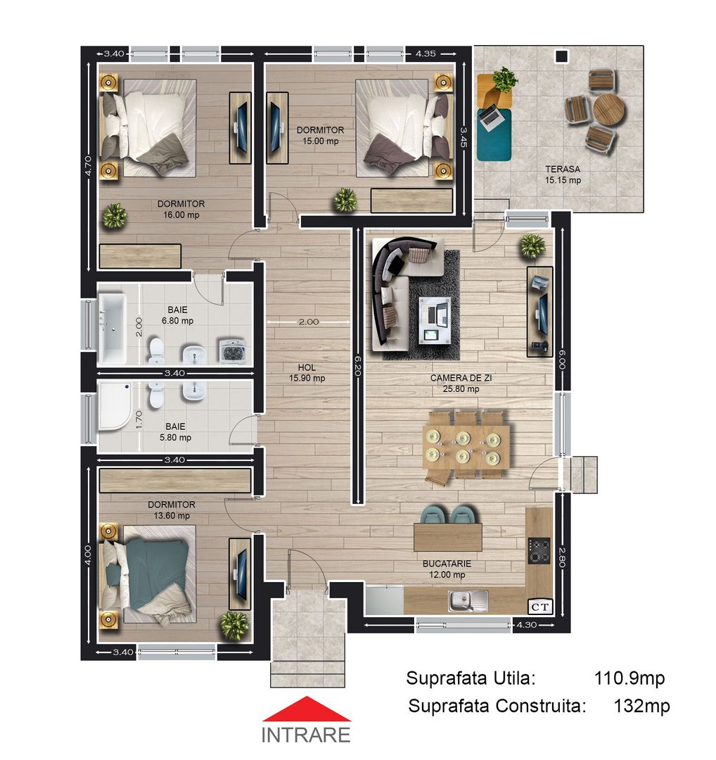 Casa individuala 4 camere Cartier Izvor Tarlungeni Brasov - Schiță 2