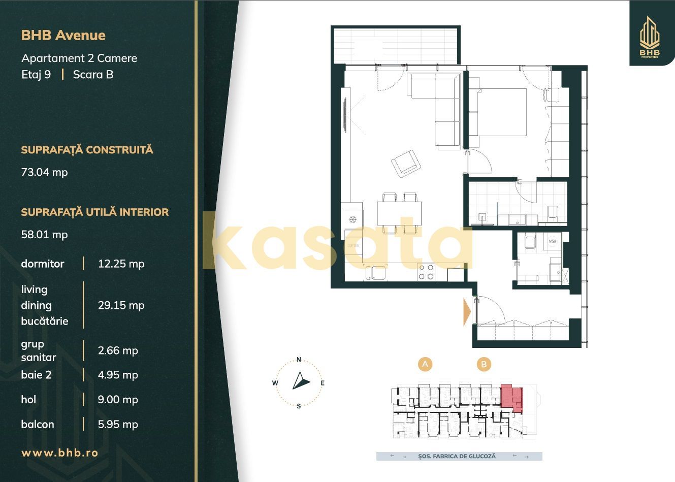 Apartament 2 camere LUX | Vedere Lac | Parcare | BHB | 308 000 + TVA - Poză 11