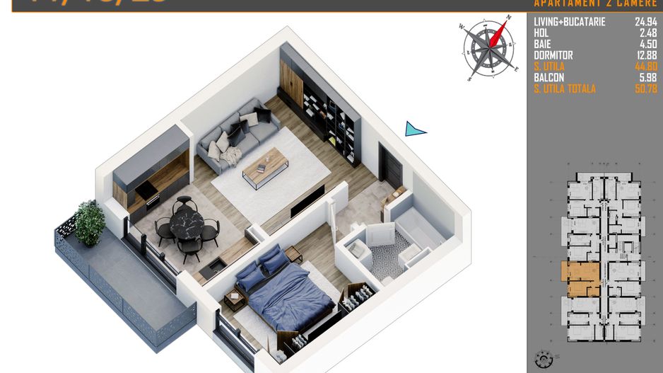 2 camere  Metrou Teclu- Titan Pallady -parcare bonus - Schiță 7