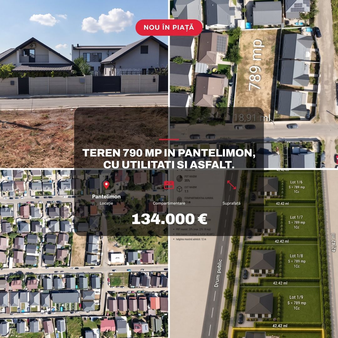 Teren 790 mp in Pantelimon, cu utilitati si asfalt. - Poză 1