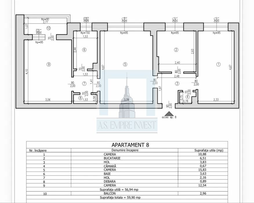 Apartament 3 camere , 60mp, Etj 2/3 - zona Râșnov/ISR - Poză 7