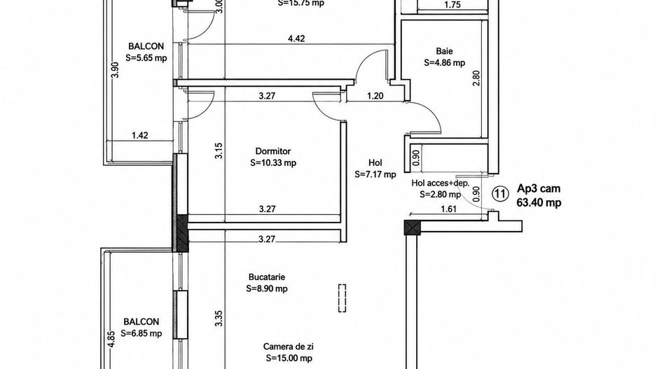 Apartament cu 3 camere, 2 balcoane si loc de parcare in Donath Park - Poză 10