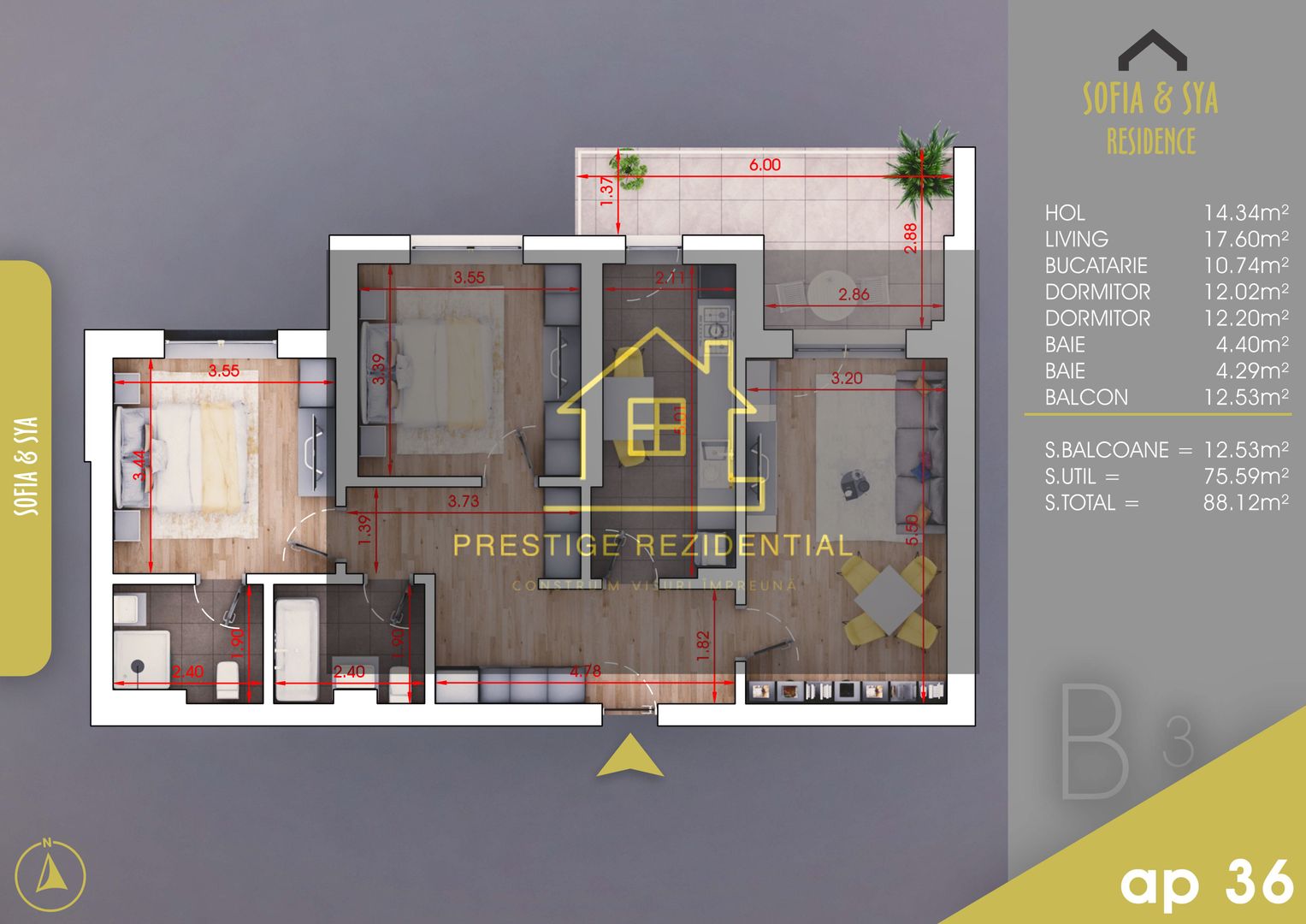 Apartament 3 cam,loc parcare bonus, Direct Dez, Comision 0 - Poză 2