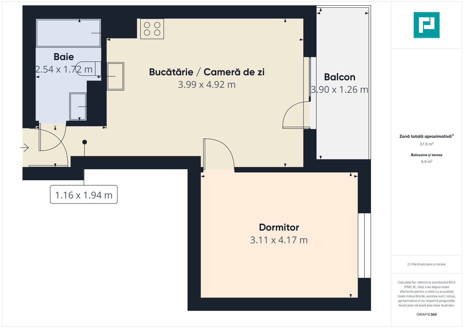Vand Apartament 2 camere Cortina North - mobilat si utilat - Poză 6