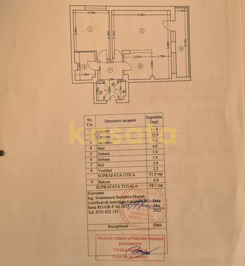 2 Camere | Brâncuși | Bloc 2010 | Renovat - Schiță 20