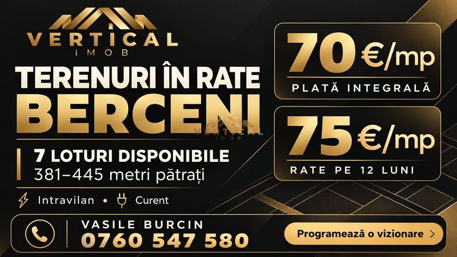 Terenuri intravilane Berceni | Rate 12 luni | De la 26.670 € - Poză 1