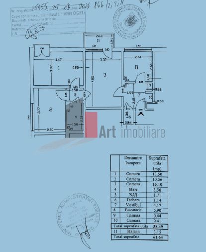 Apartament 3 camere Muncii Maior Coravu - Schiță 13