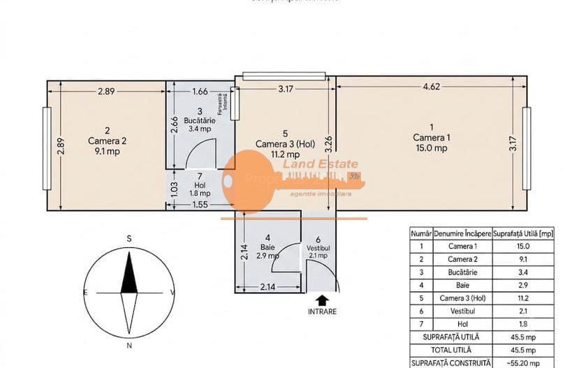 Apartament 3 camere | Lujerului – Politehnica | Renovat complet - Schiță 8