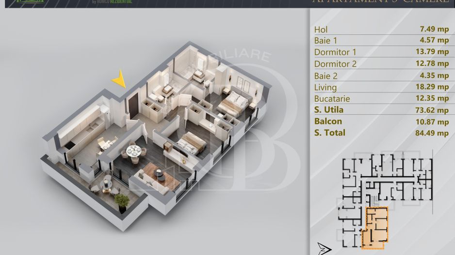 Apartament 3 camere Premium Pallady-Sector 3 - Schiță 11