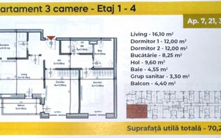 SECTOR 4 | Apartament cu 3 camere - 2 bai - decomandat | 71 MP - Poză 8