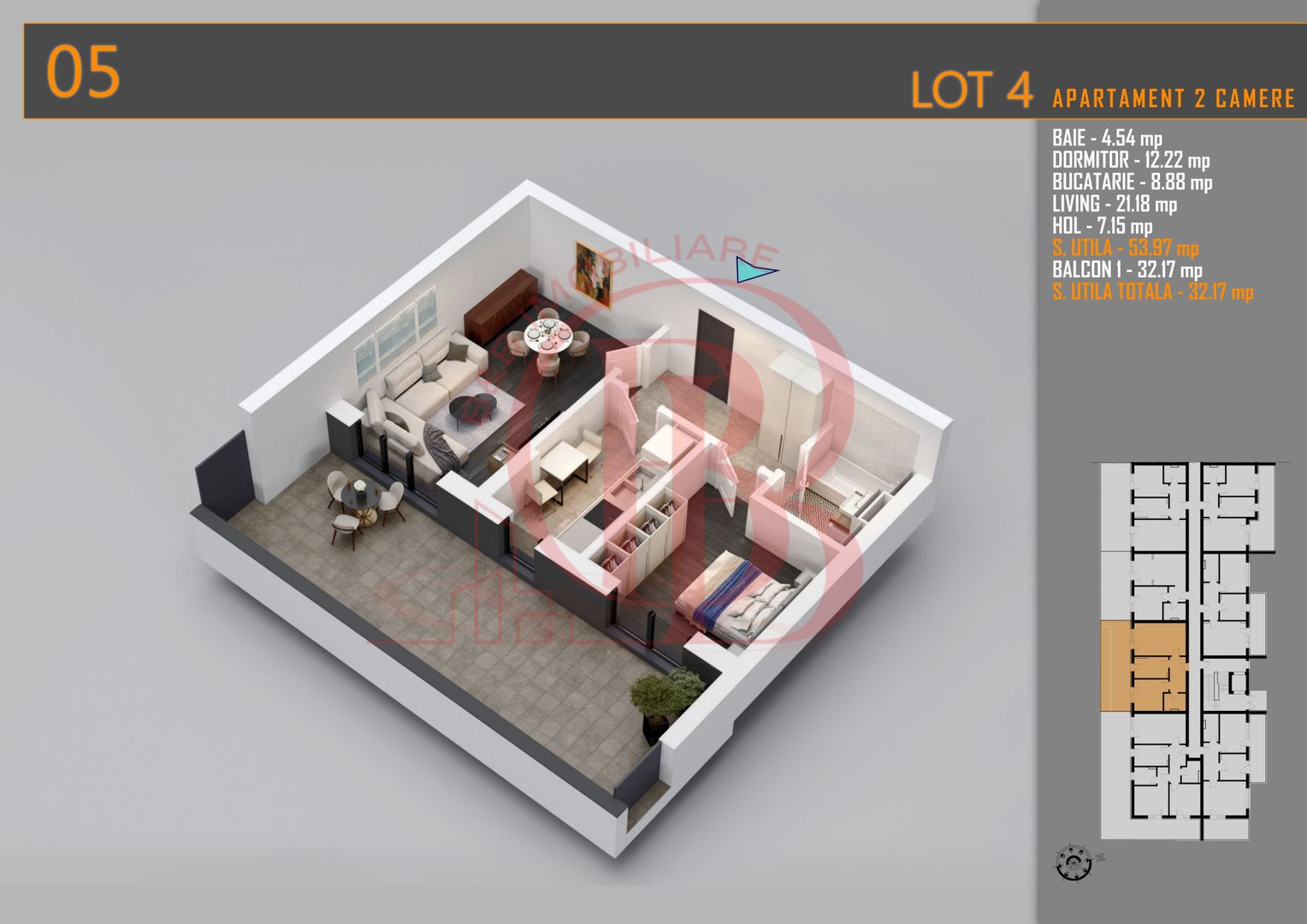 Apartament 2 camere cu Terasa Titan-Pallady-Metrou Teclu - Schiță 1