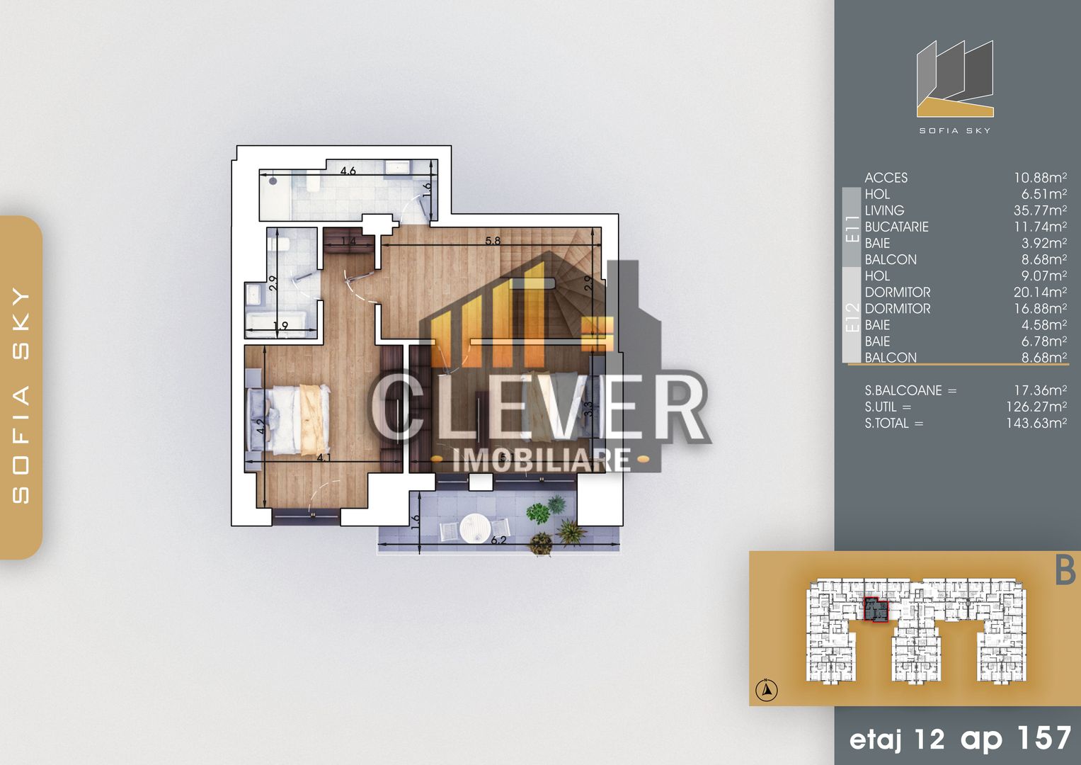 3 Camere-Duplex 7 Min. Metrou Teclu Incalzire in Pardoseala - Poză 3