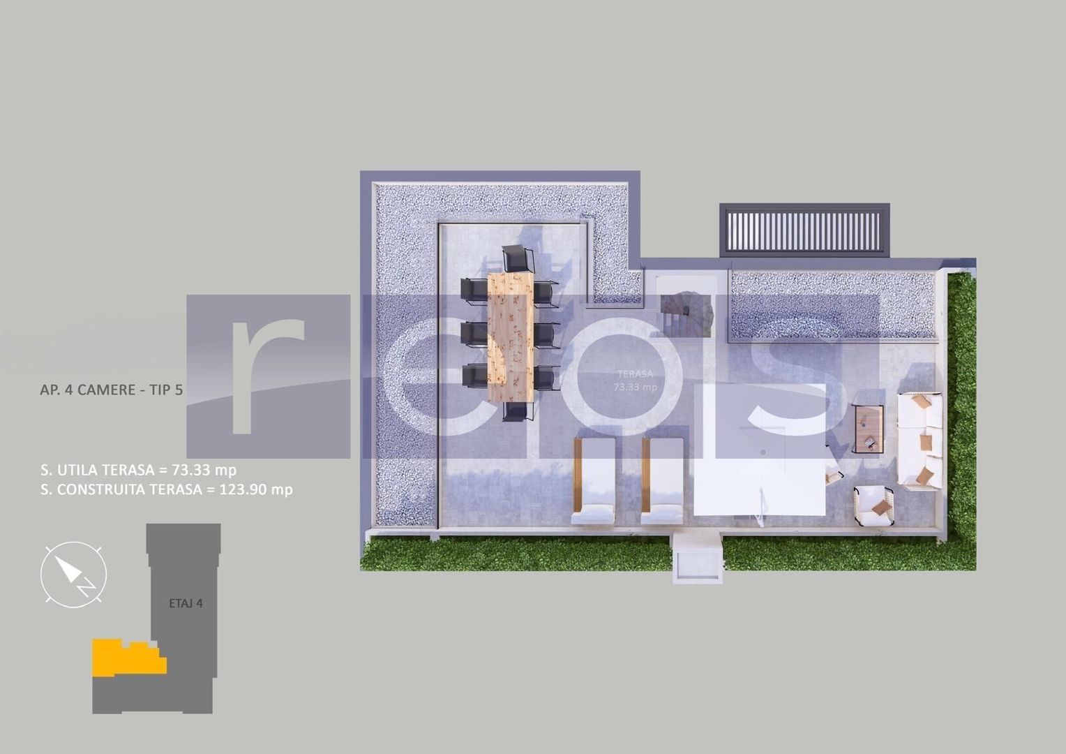 VANZARE APARTAMENT LA CHEIE | 4 CAMERE | 107MP | TERASA 73 MP| PARCARE - Schiță 17