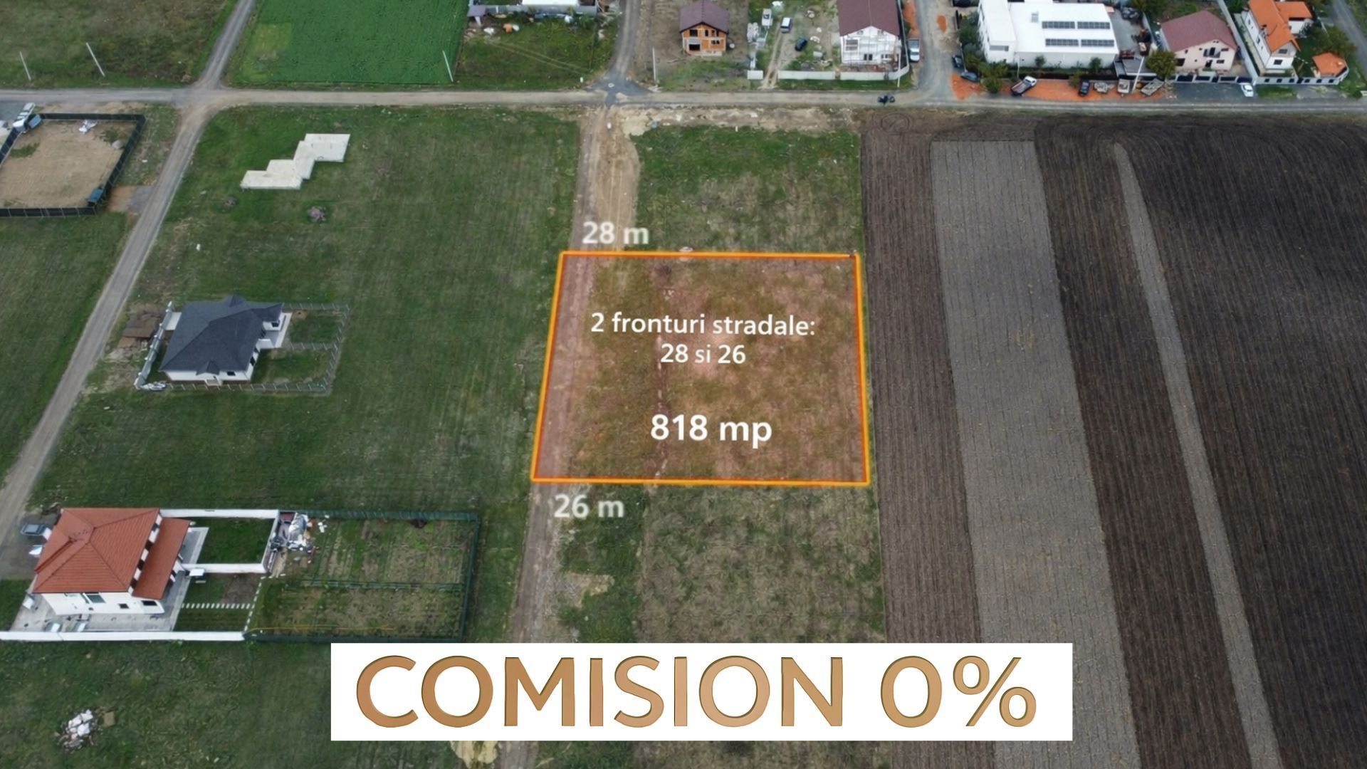 Comision 0%  Teren 818 mp pentru duplex | 2 fronturi stradale | Moșnița Noua - Poză 1