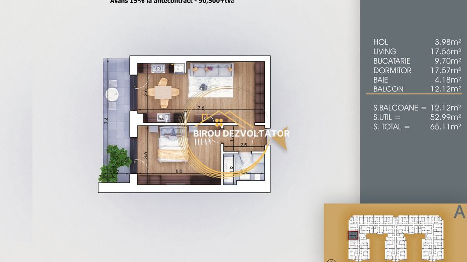 Pret promo Decomandat 8 minute de metrou Teclu TVA 9% mutare rapida - Schiță 3