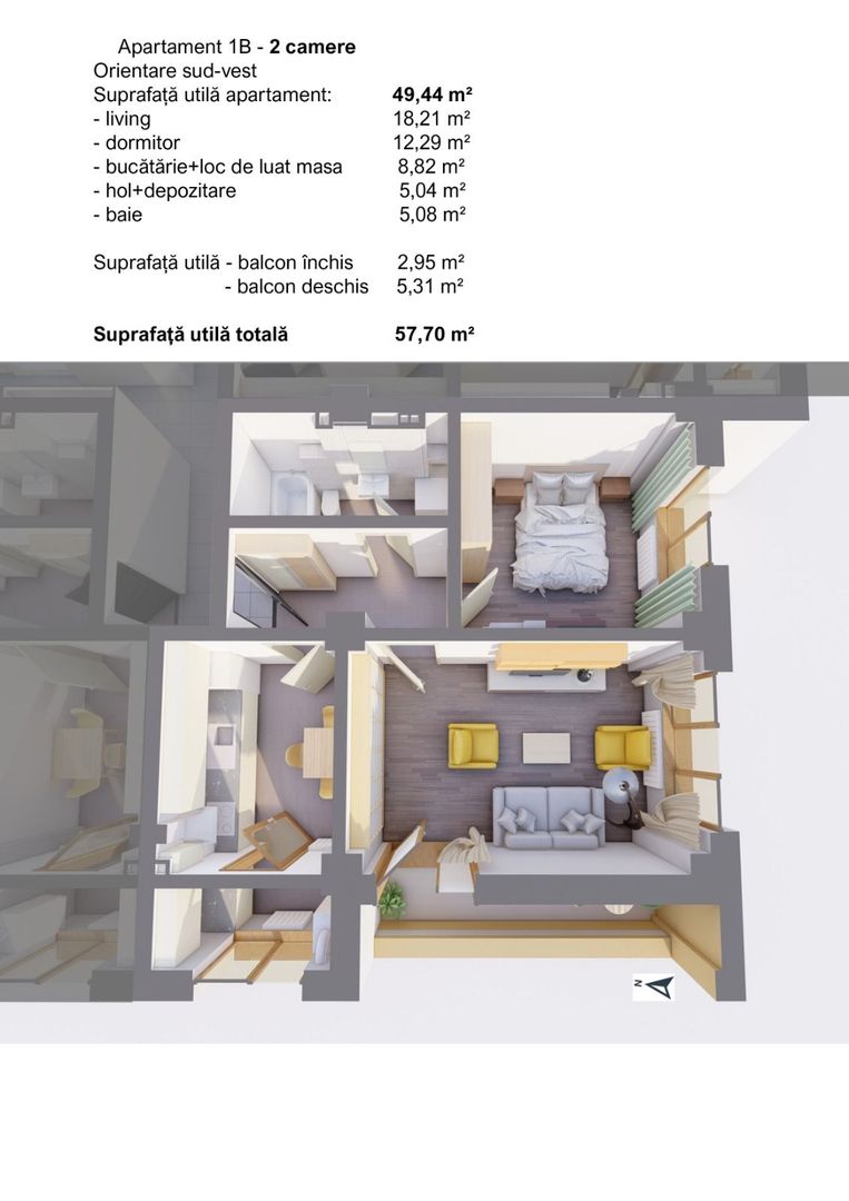 APARTAMENT NOU - 2 camere, BLOC NOU - zona CARTIER; - Poză 2