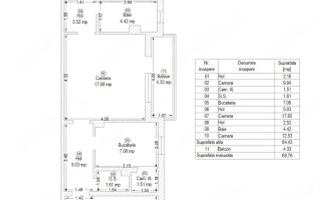 Apartament cu 3 camere Aradului cu centrala - Schiță 12