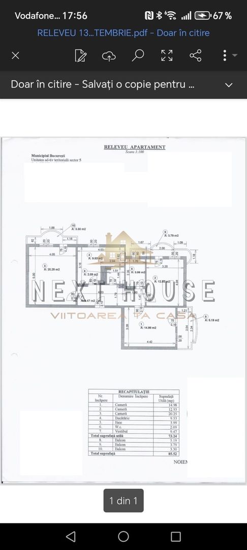 Apartament 3 camere 13 Septembrie - Schiță 2