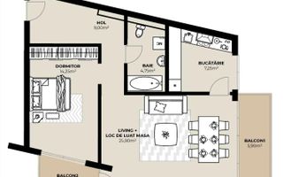 Apartament 2 camere de vânzare 61.15 mp Et.8 Mărăști Fabricii - Poză 1