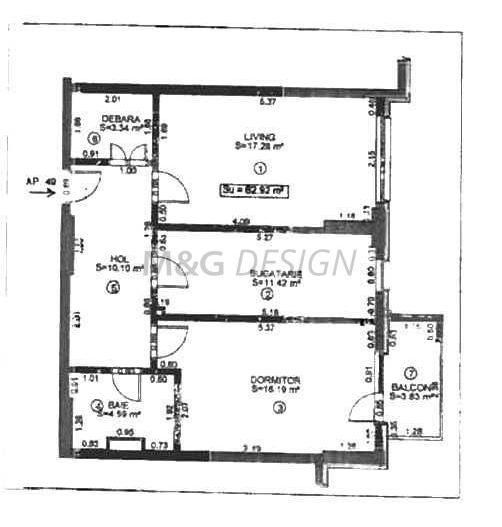 Apartament 2 camere Circumvalatiunii bloc nou - Schiță 1