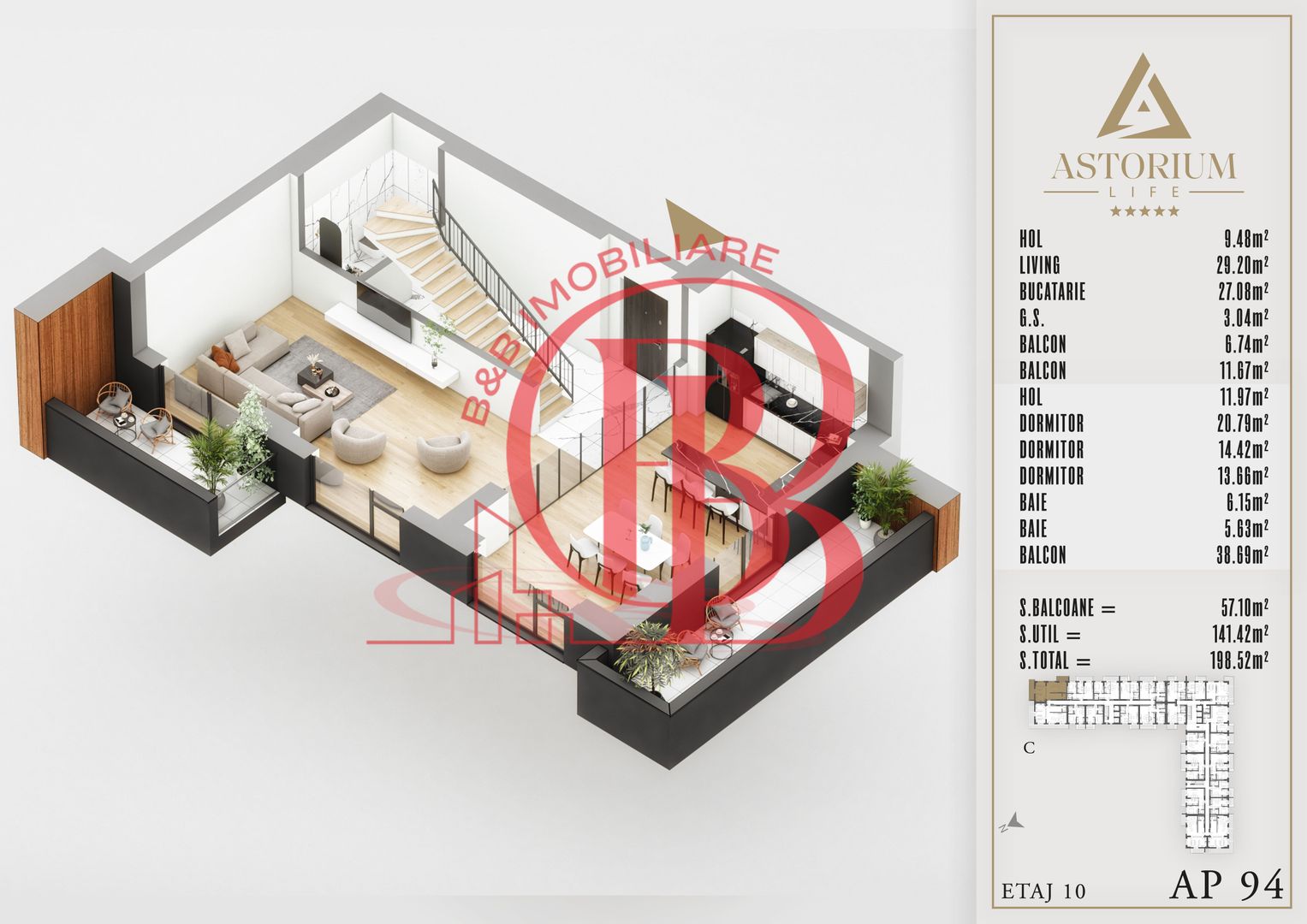 4 camere Duplex  Proiect Premium Titan Pallady - Schiță 7