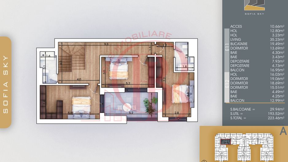Apartament 5 camere Scara interioara Bloc Finalizat Pallady - Schiță 6