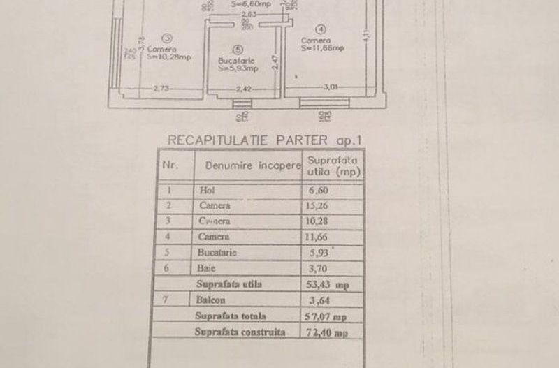 Apart 3 cam nemobilat + parcare - Poză 15
