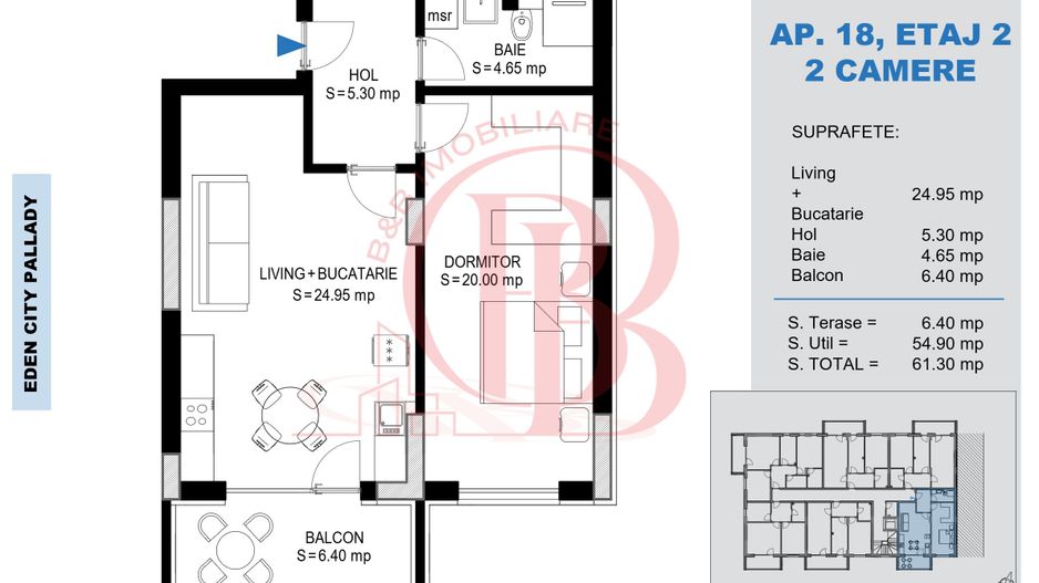 Apartament 2 camere Theodor Pallady Metrou Nicolae Teclu - Schiță 2