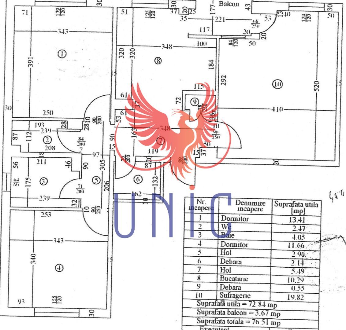 3 decomandate 1mai, centrala proprie, mobilat - Schiță 8