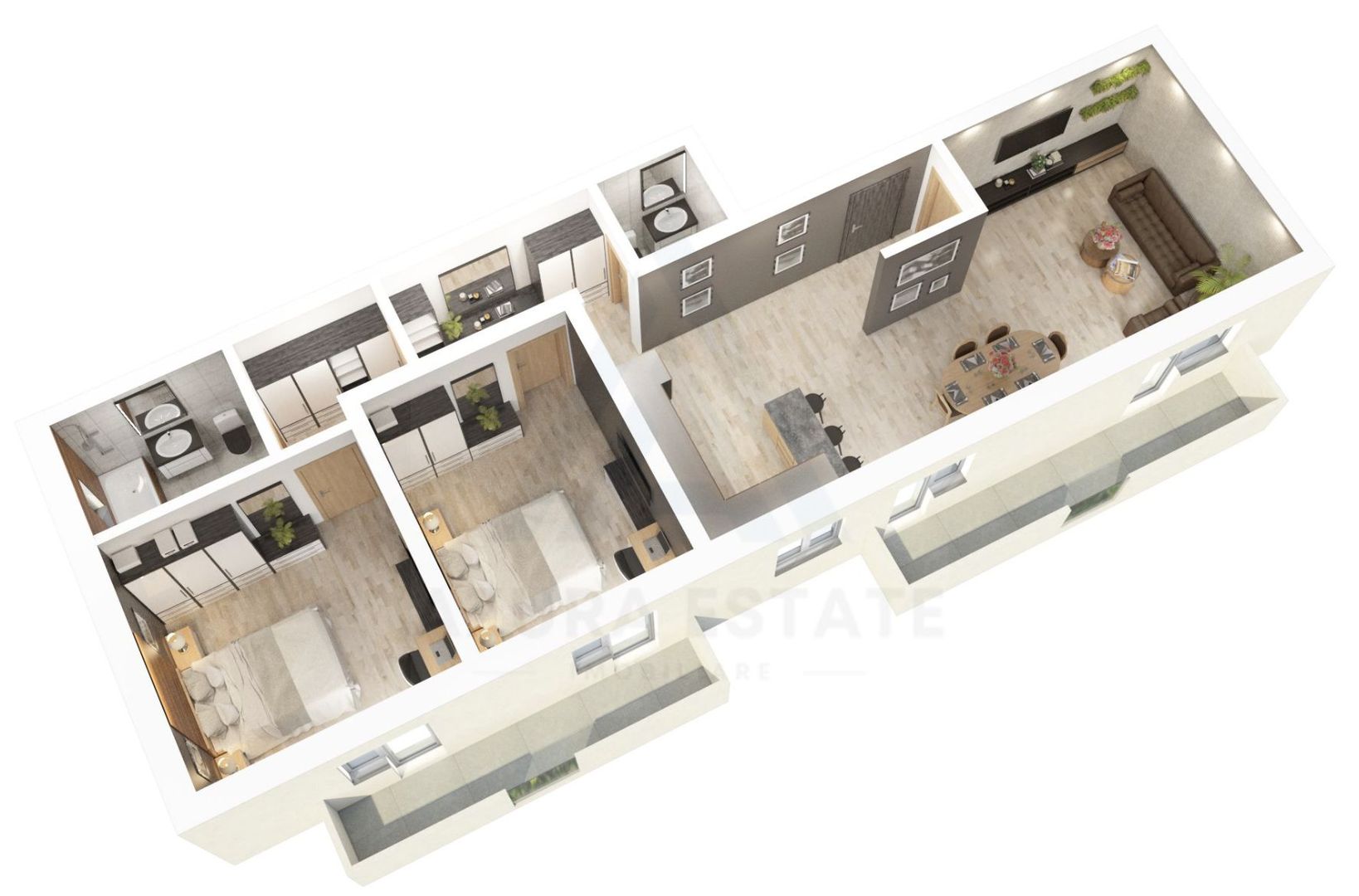 Apartament etaj 1 cu 78 mp utili 3 camere 2 bai 2 balcoane  Dna Stanca - Poză 9