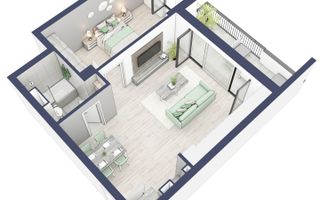 Apartament 2 camere | Balcon 10.7 mp | Etaj 3 | Turnisor - Poză 2