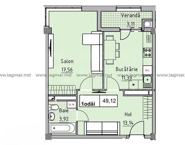 Vânzare, apartament, 1 cameră, strada Ceucari, Râșcani - Poză 4