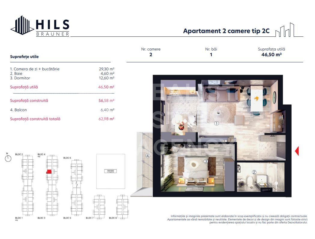 Vânzare, apartament, 2 camere tip 2C, Hils Brauner, București - Poză 5
