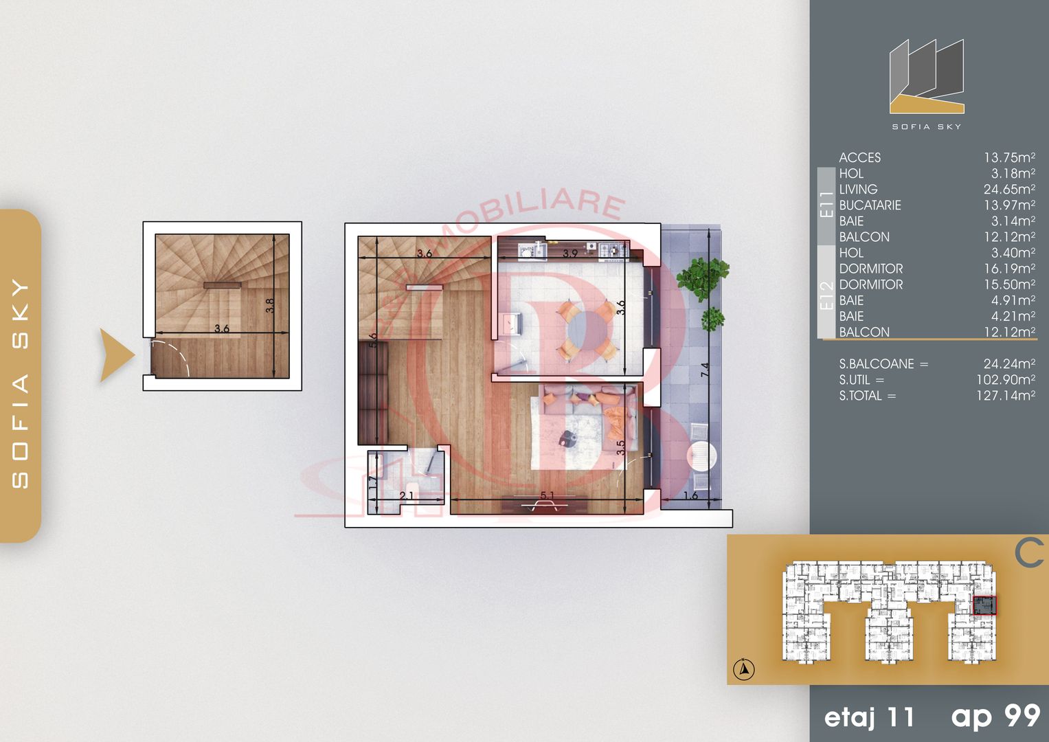 Apartament 3 camere Loc de parcare Bonus | 7min metrou Teclu - Schiță 3