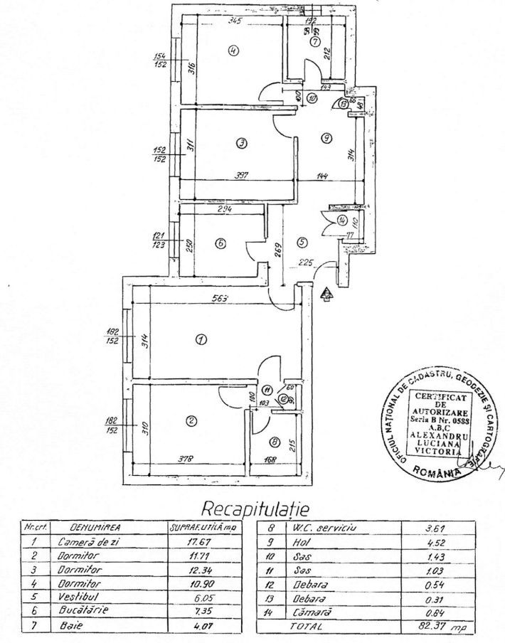 Apartament 4 camere mobilat și utilat Str. Soldat Vasile Croitoru - Schiță 14