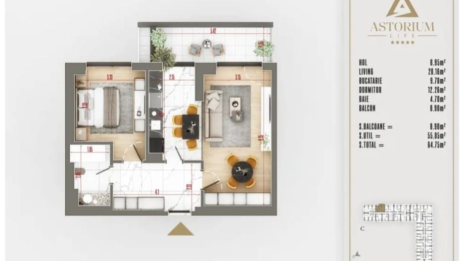 AP. 2 CAM. DECOMANDAT -ETAJ 3 / PROIECT PREMIUM, ASTORIUM LIFE! - Poză 3