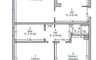 Apartament 3 camere, foarte spațios, et.2/8, zona Steaua, la cheie! - Schiță 12