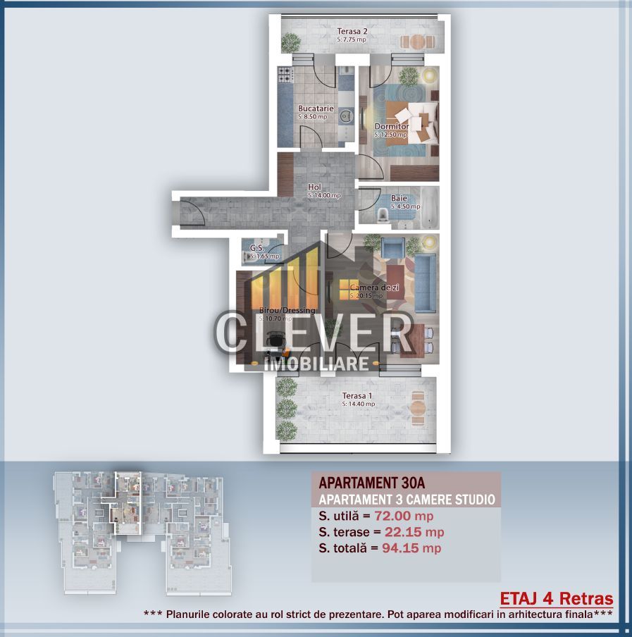 Apartament 3 camere tip studio cu 2 terase – Theodor Pallady - Poză 2