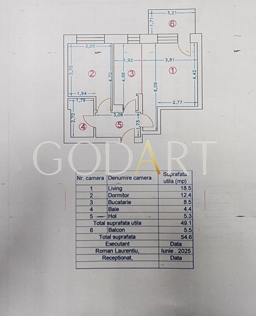 Apartament premium cu 2 camere | parcare subterană | vedere panoramică - Schiță 2