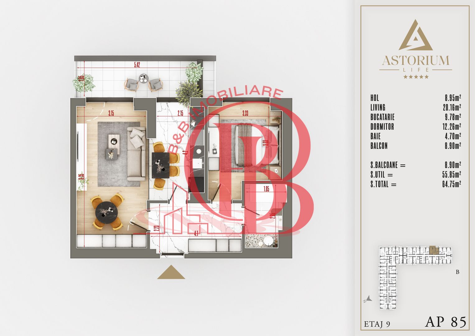 2 camere  proiect premium titan pallady - Schiță 5