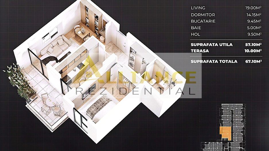 APARTAMENT 2 CAMERE CU TERASĂ - COMPLEX NOU - Poză 15