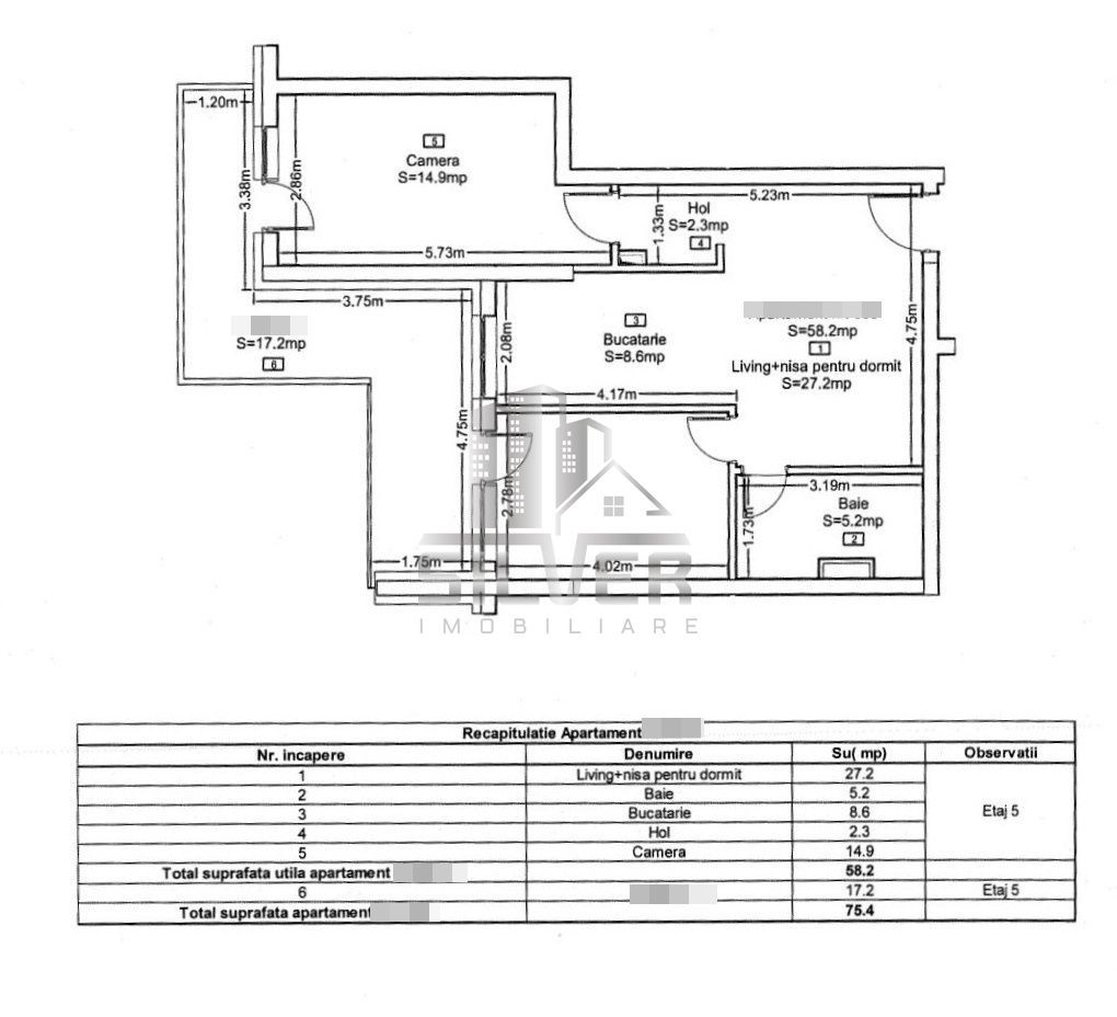 Apartament cu 3 camere/terasa 17.2mp/zona Frunzisului/CF. - Poză 3